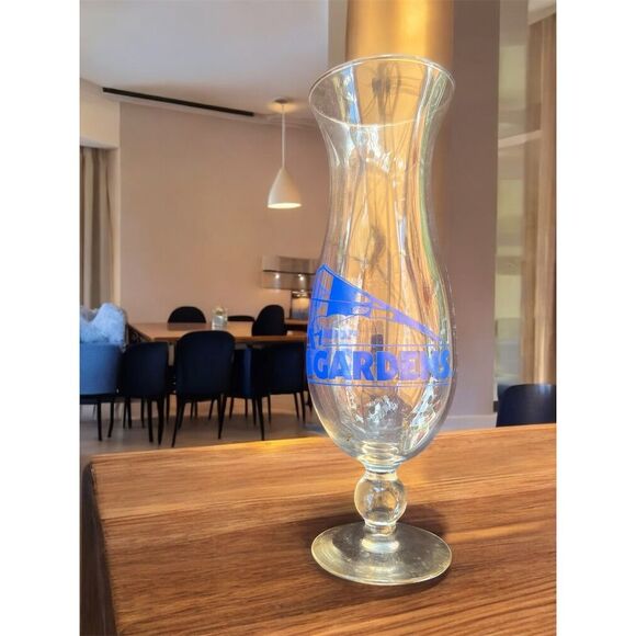 Vintage Florida Cypress Gardens Blue Logo Hurricane Cocktail Glass 1996 Retro - Picture 4 of 6